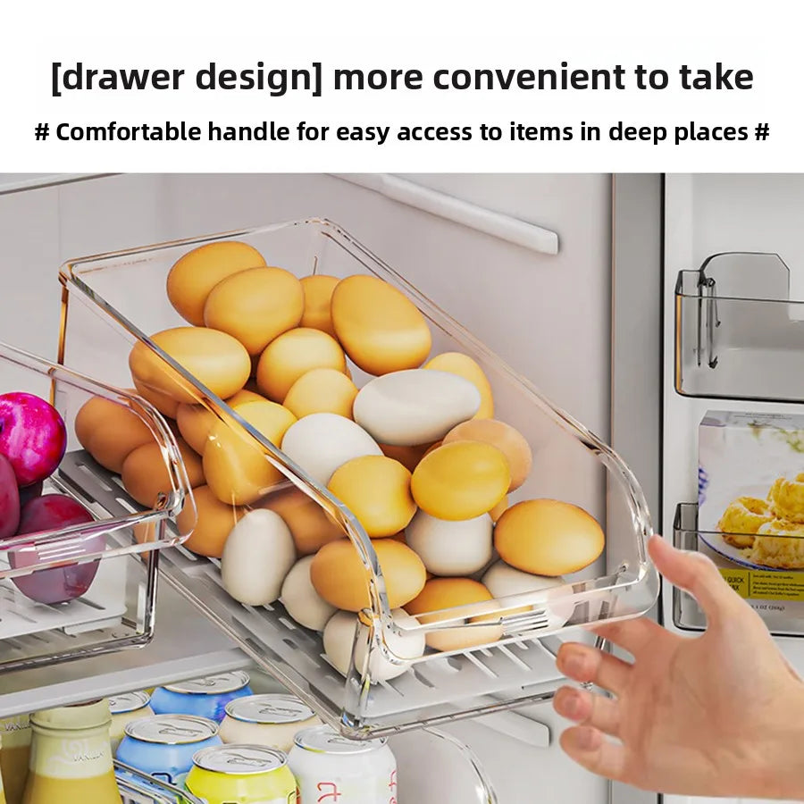 Clear Fridge Organiser Bin | Refrigerator Storage Container for Fruit, Veg, Food & Drinks