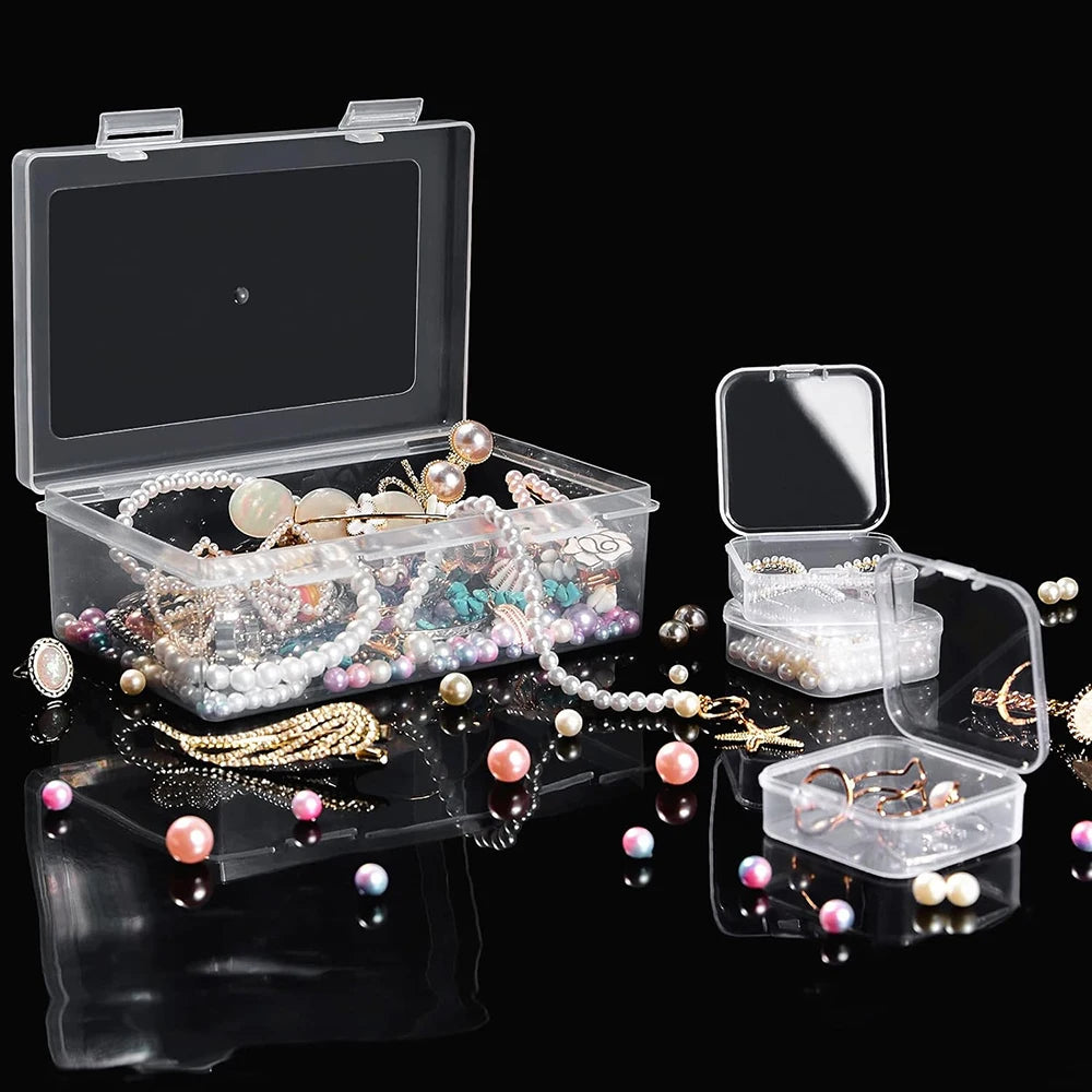 Mini Clear Compartment Storage Box with Hinged Lid | Beads, Jewellery & Small Parts Organiser