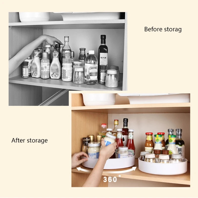 360° Rotating Turntable Cabinet Organiser | Non-Slip Spice & Cosmetic Lazy Susan