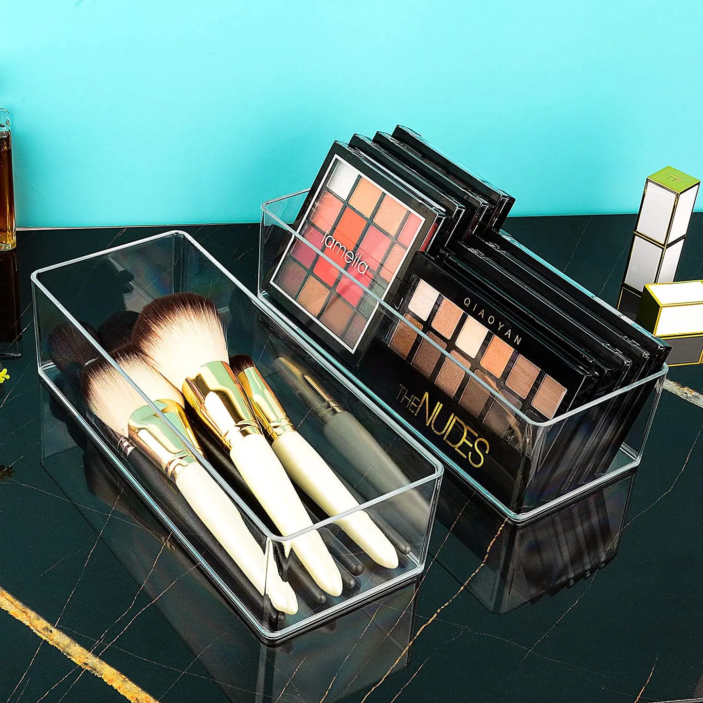 Clear Makeup Organiser Drawer Divider Box | Vanity, Bathroom & Kitchen Cabinet Storage