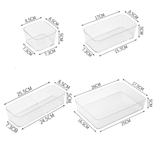 Clear Acrylic Drawer Organiser Box Set | Jewellery, Makeup & Desktop Storage