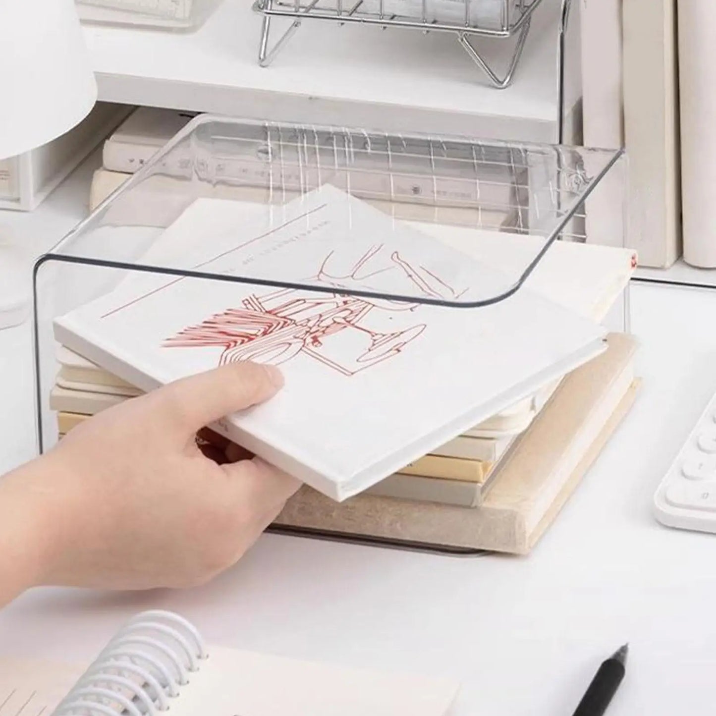 Clear Magazine Holder & File Organiser Stand | Countertop Book, Mail & Document Rack