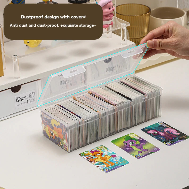 Clear Plastic Card Storage Box with Adjustable Dividers | Holds 550+ Game & Trading Cards