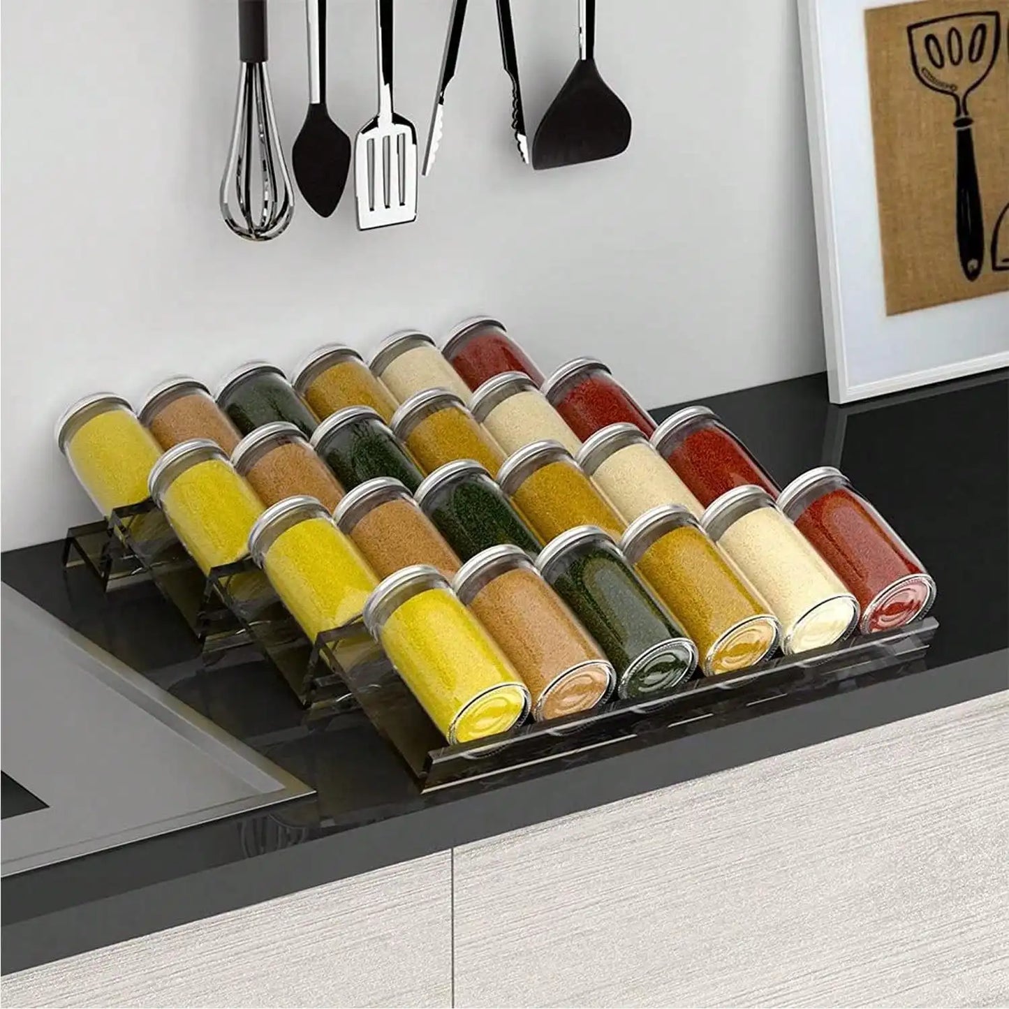Adjustable Acrylic Spice Drawer Organiser | 2 & 4-Layer Expandable Seasoning Rack