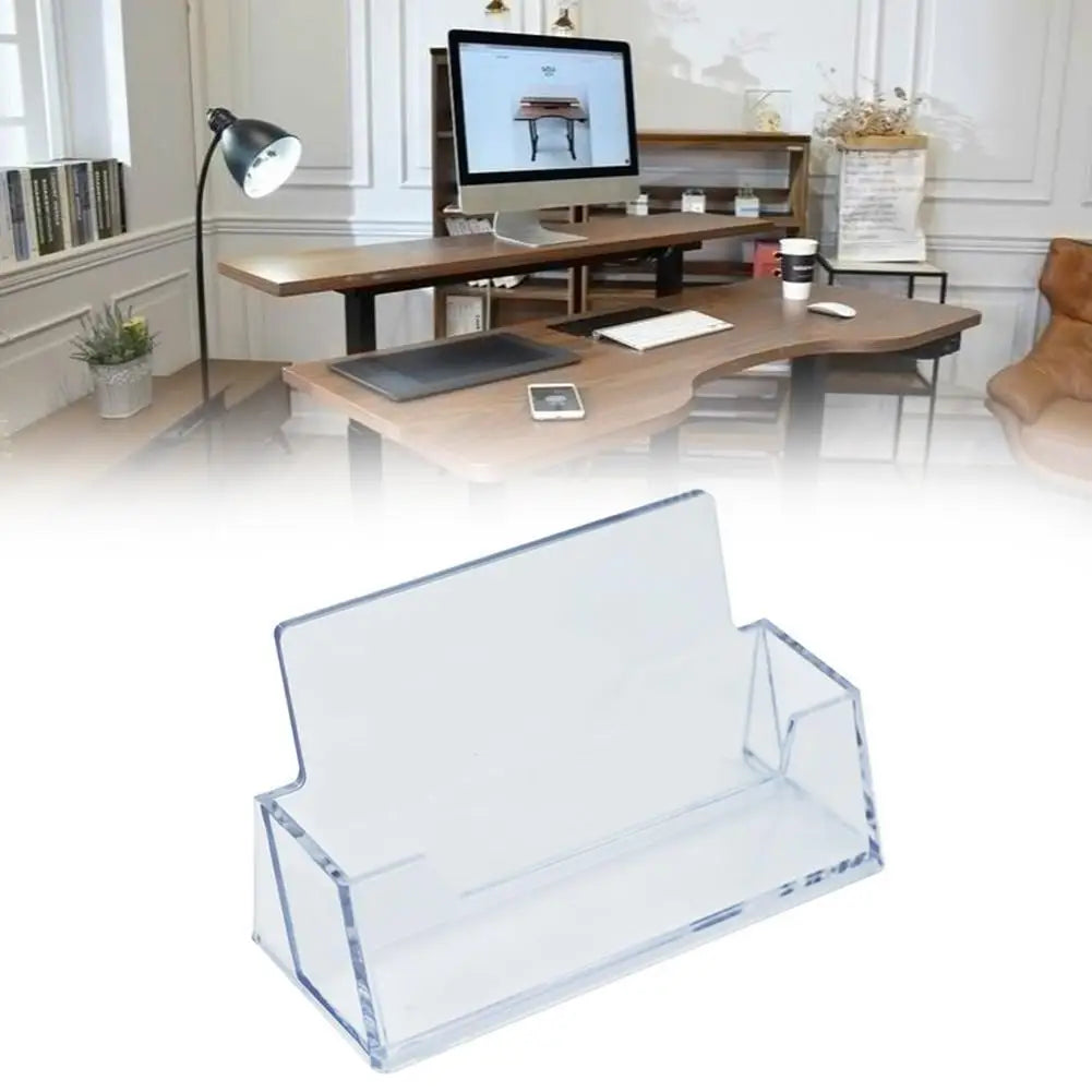 Clear Business Card Holder & Desk Display Stand | Tabletop Office Organiser