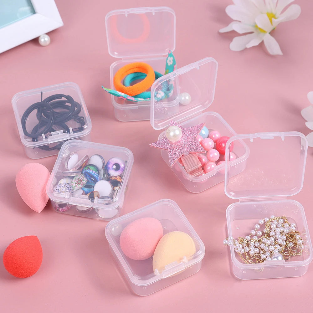 Mini Clear Compartment Storage Box with Hinged Lid | Beads, Jewellery & Small Parts Organiser