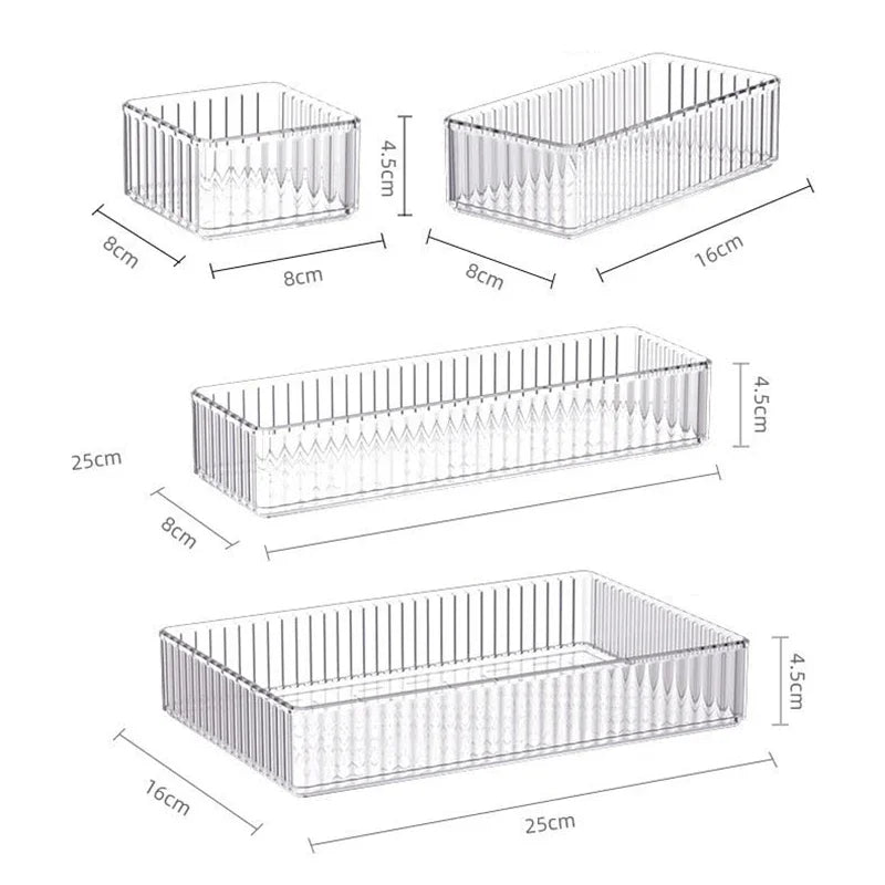 Clear Plastic Drawer Organiser Set | Bathroom, Kitchen, Makeup & Desk Storage Bins