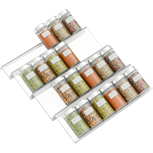 Acrylic Spice Drawer Organiser Tray | Expandable Seasoning Rack | 1, 2 or 4 Pack