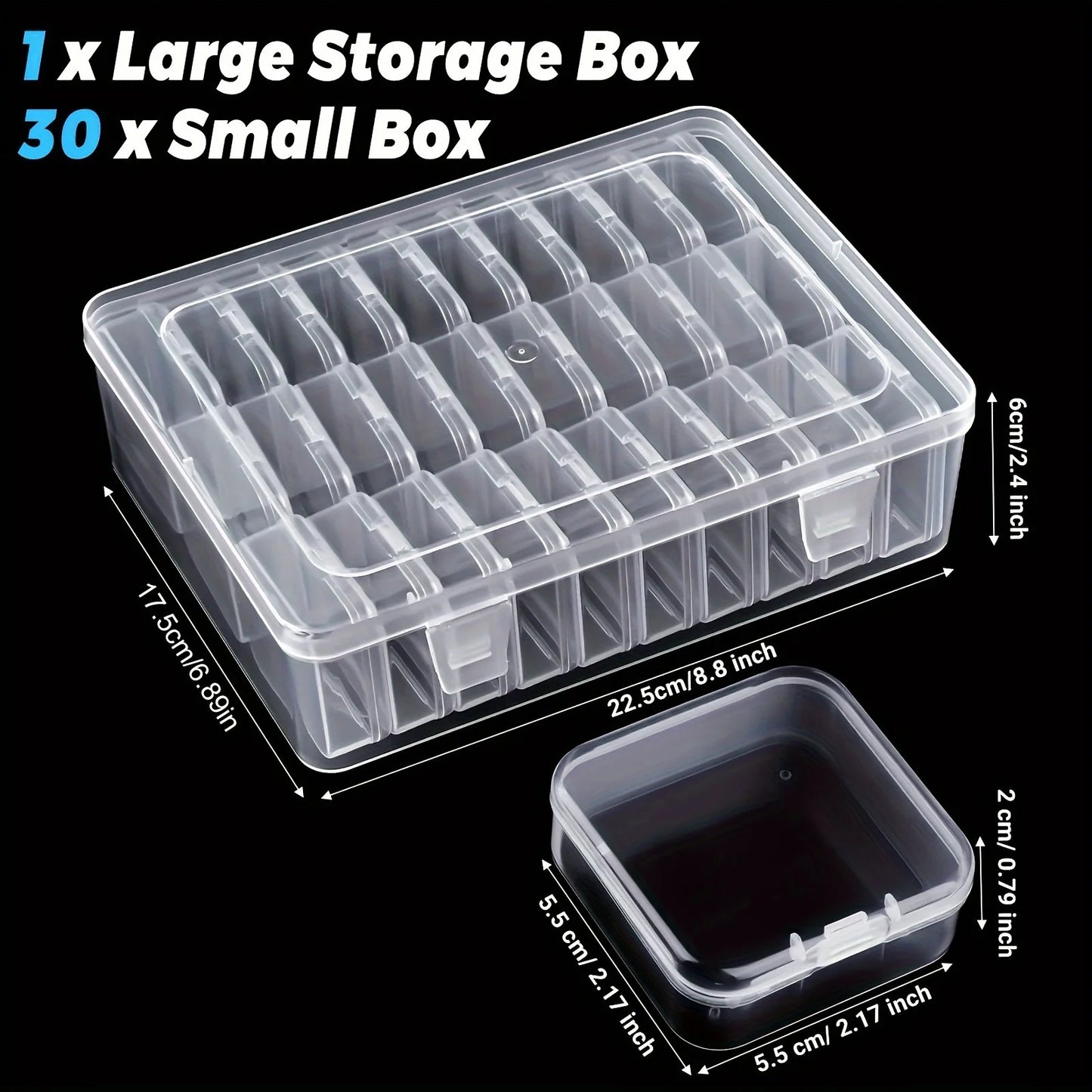 Clear Rhinestone & Nail Art Storage Boxes | Bead, Jewellery & Craft Organiser Set