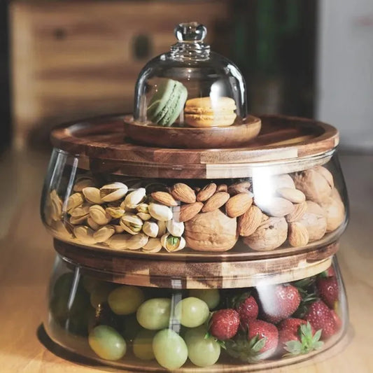 Glass Food Storage Containers with Acacia Wooden Lid