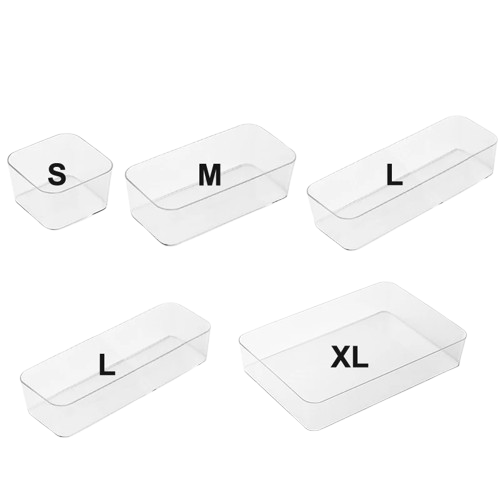 Clear Acrylic Drawer Organiser Box Set | Jewellery, Makeup & Desktop Storage