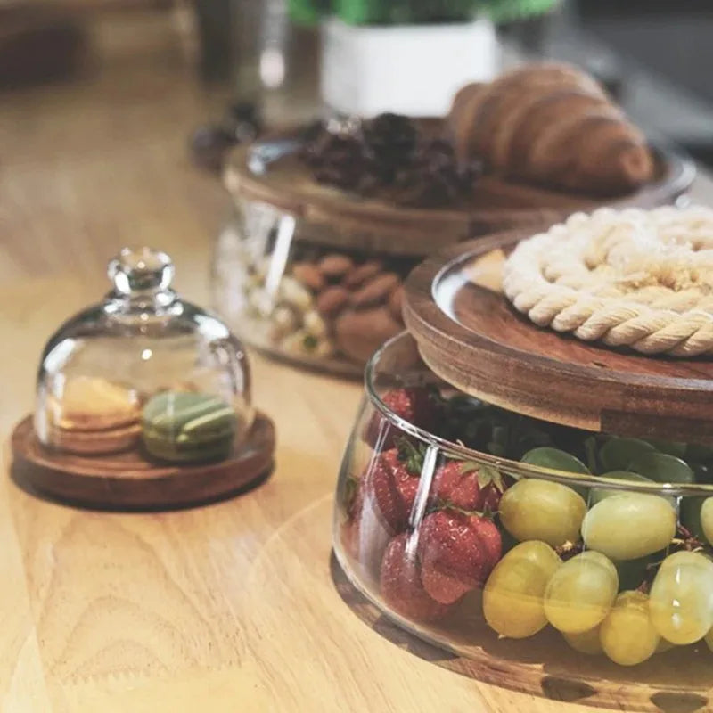 Glass Food Storage Containers with Acacia Wooden Lid