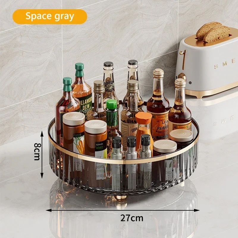 Rotating Luxury Cosmetic Organiser – Transparent Perfume & Skincare Display Tray