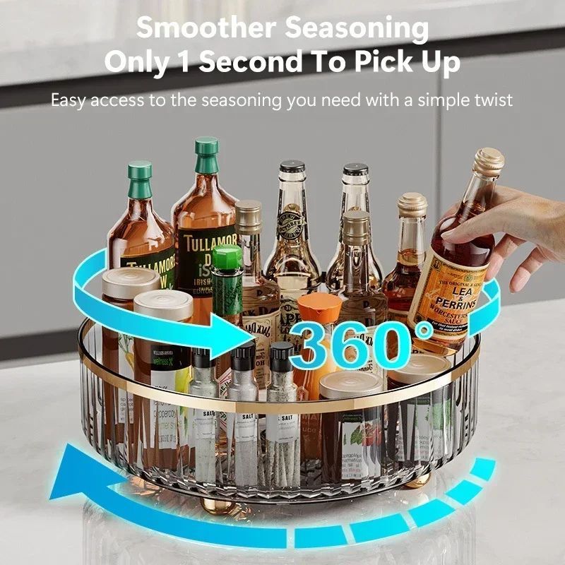 Rotating Luxury Cosmetic Organiser – Transparent Perfume & Skincare Display Tray