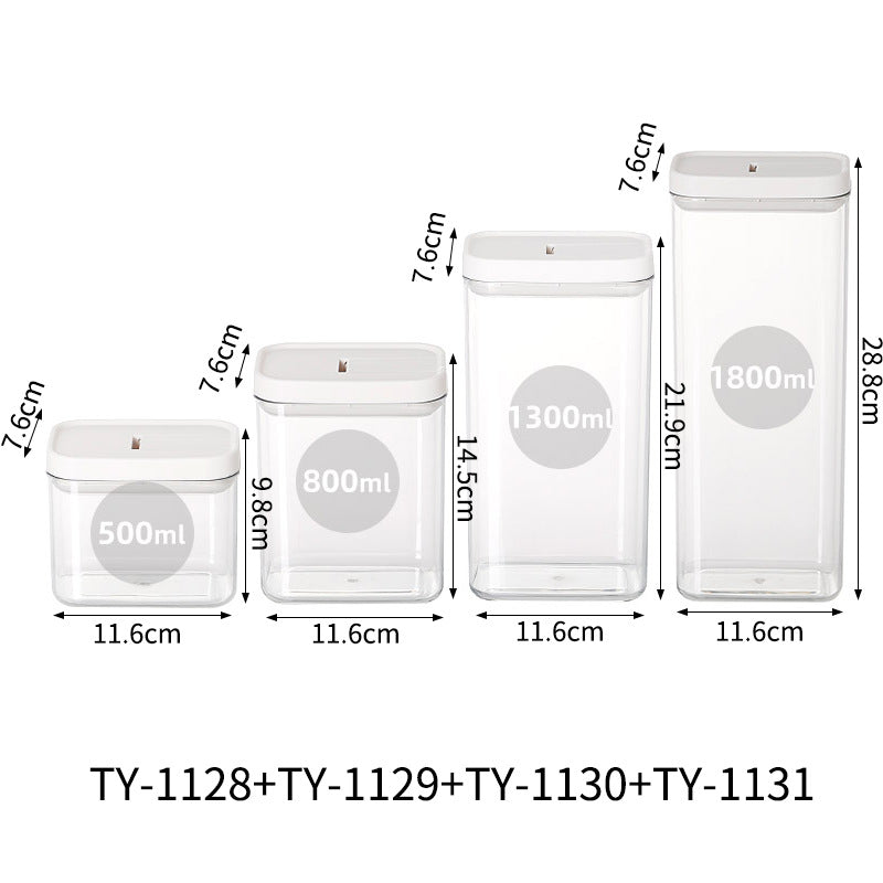 Square Airtight Pasta Storage Jars – Transparent Food Containers (500ml–1800ml)
