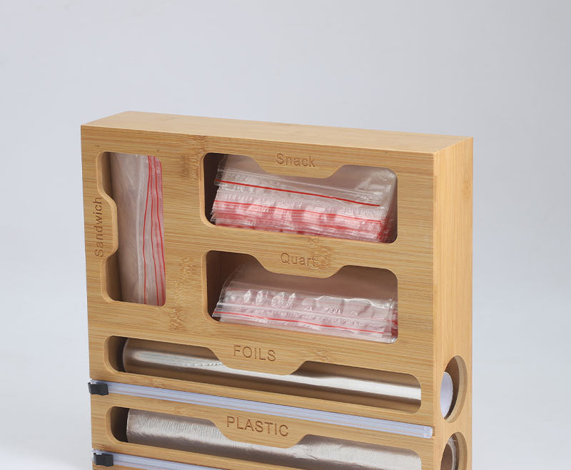 Bamboo Cling Film Cutter & Drawer Storage Box – Creative Kitchen Wrap Organiser