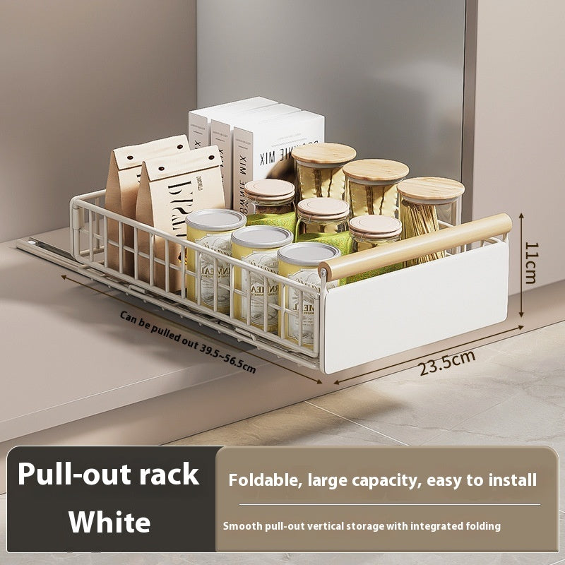Foldable Pull-Out Storage Basket – Kitchen & Bathroom Organiser