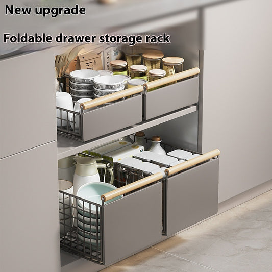 Foldable Pull-Out Storage Basket – Kitchen & Bathroom Organiser