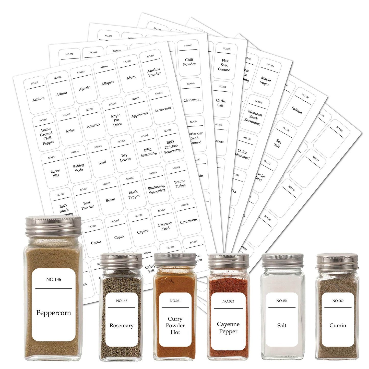 216 Waterproof Spice Jar Labels – Oil-Proof & Machine Washable