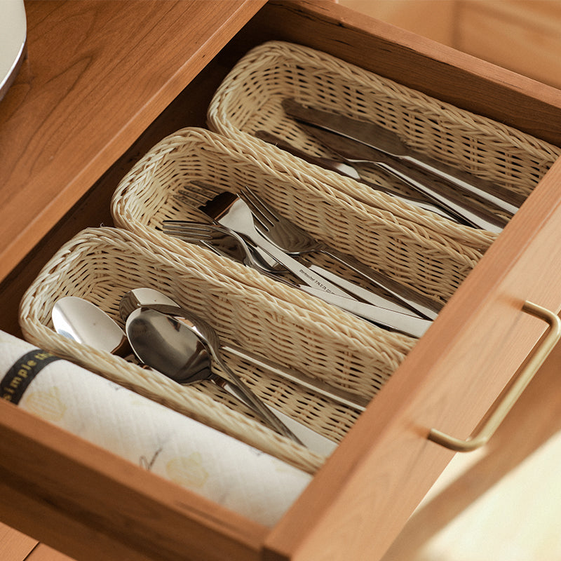 Rattan-Style Chopstick & Cutlery Holder – Woven Drain Tableware Basket