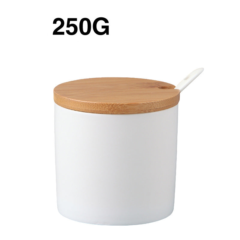 Ceramic Seasoning Jar with Bamboo Lid – Kitchen Spice Container