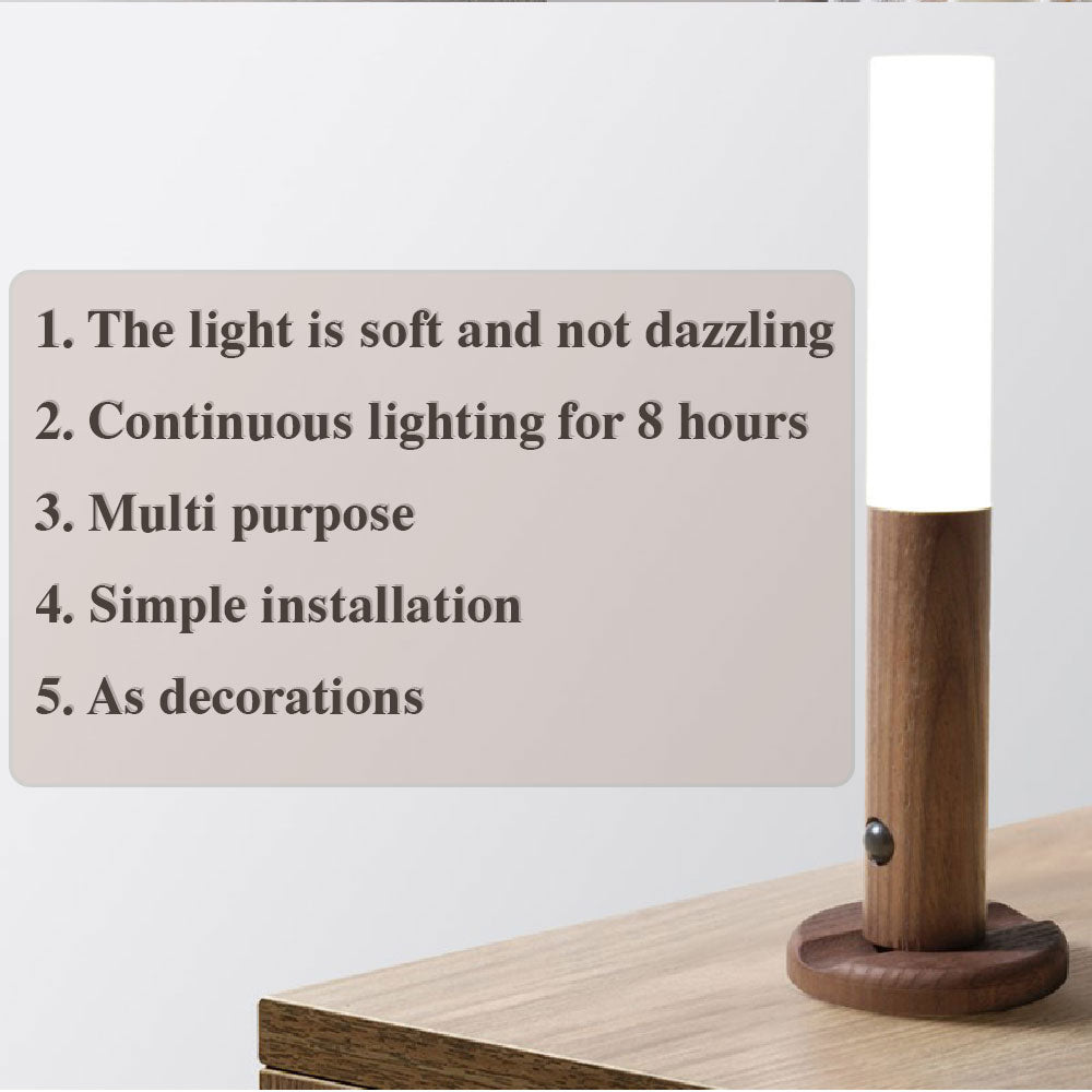 Wireless LED Night Light with Motion Sensor – Magnetic Wood Design