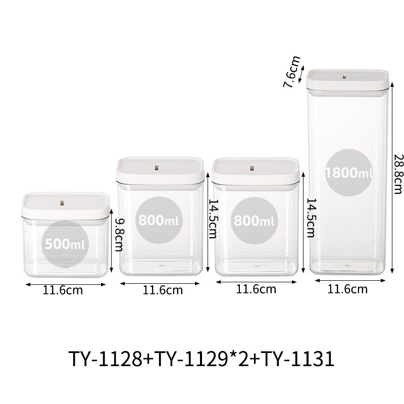 Square Airtight Pasta Storage Jars – Transparent Food Containers (500ml–1800ml)