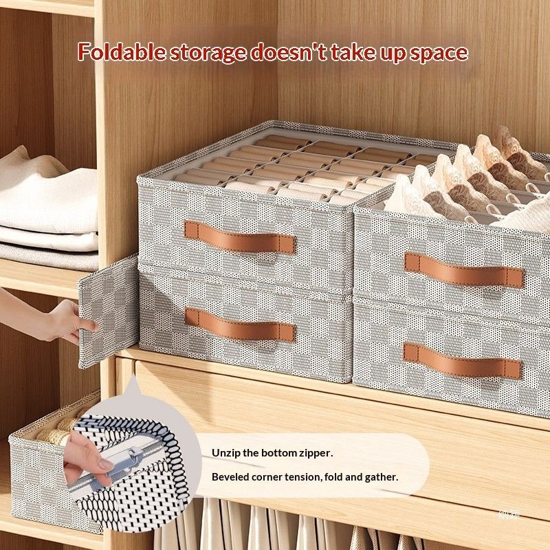 Checkered Fabric Underwear Organiser Box – Nonwoven Drawer Divider