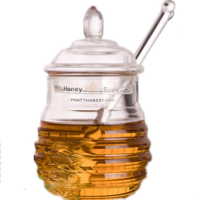 Glass Honey & Jam Jar with Dipper – 290ml Korean Style