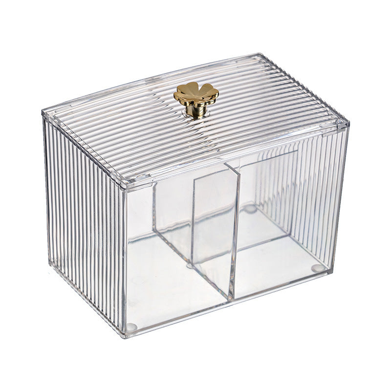 Transparent Cosmetic Organiser Box with Lid – Cotton Pad & Skincare Storage