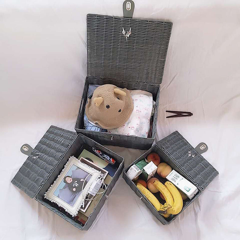 Rattan Woven Desktop Storage Box Set – 3 Sizes