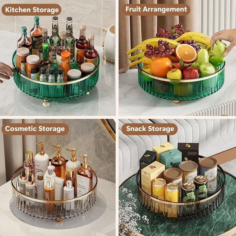 Rotating Luxury Cosmetic Organiser – Transparent Perfume & Skincare Display Tray