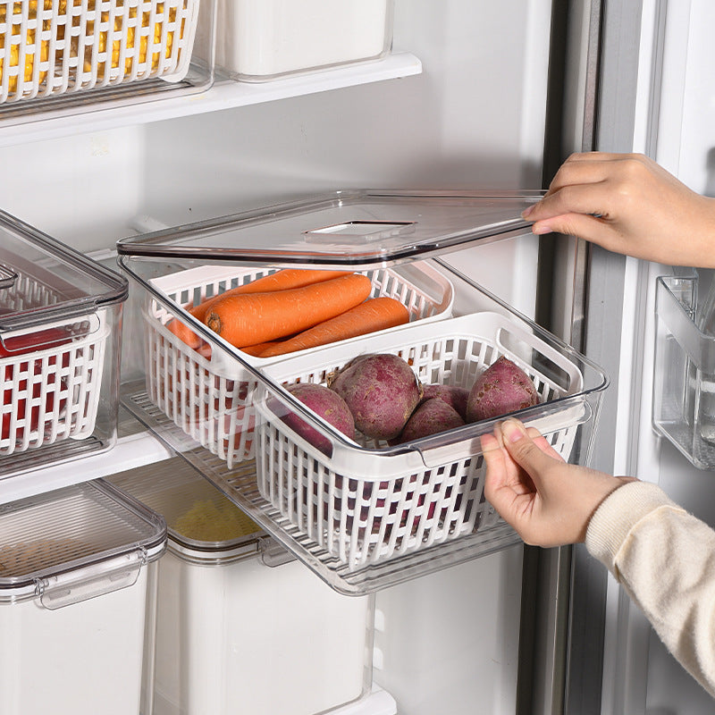 PETG Fruit & Vegetable Storage Box – Kitchen Drain Basket Organiser