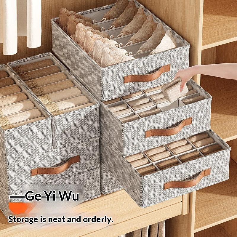 Checkered Fabric Underwear Organiser Box – Nonwoven Drawer Divider