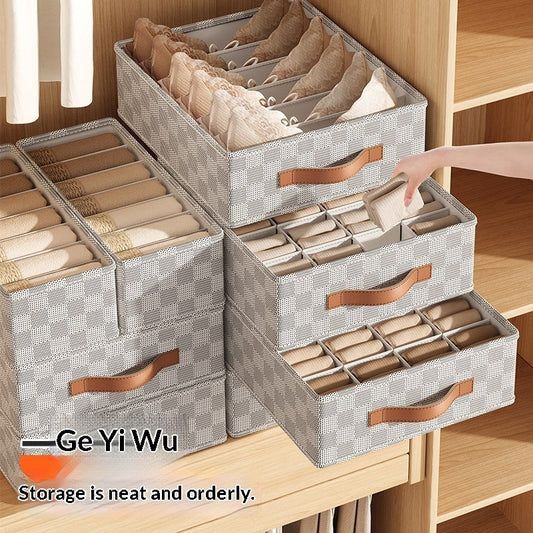 Checkered Fabric Underwear Organiser Box – Nonwoven Drawer Divider