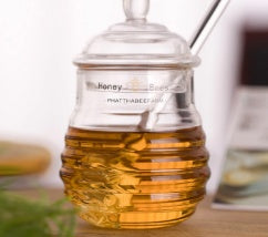 Glass Honey & Jam Jar with Dipper – 290ml Korean Style