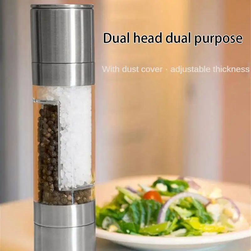 2-in-1 Salt & Pepper Grinder – Adjustable Ceramic Mill with Dust Cover