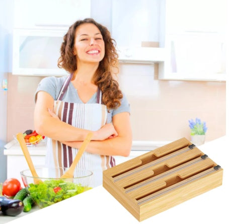 Bamboo Cling Film & Foil Cutter Box – Kitchen Wrap Dispenser