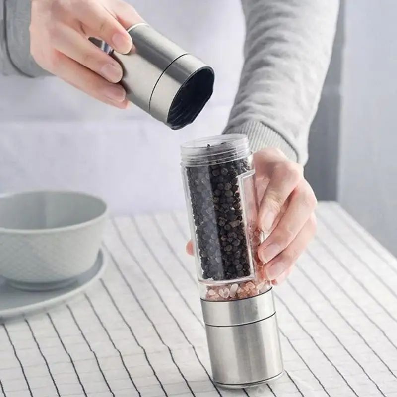 2-in-1 Salt & Pepper Grinder – Adjustable Ceramic Mill with Dust Cover