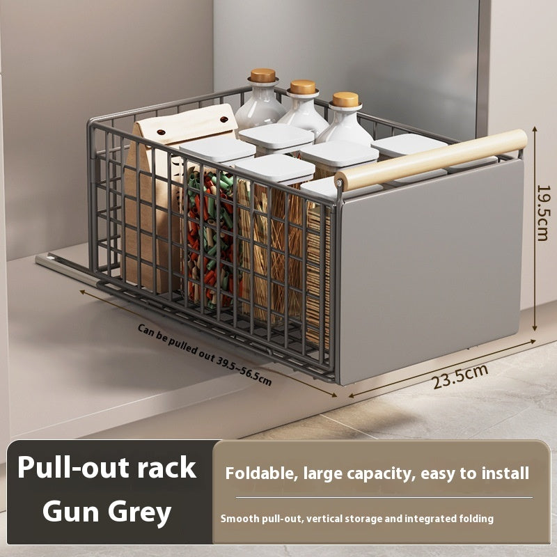 Foldable Pull-Out Storage Basket – Kitchen & Bathroom Organiser