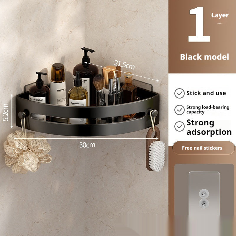 Punch-Free Bathroom Corner Storage Rack – 3-Tier Triangle Shelf Organiser