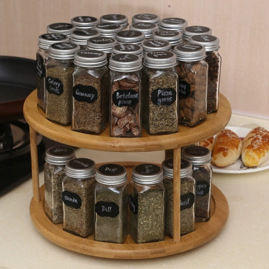 2-Tier Rotating Bamboo Spice Rack – 360° Turntable Kitchen Organiser
