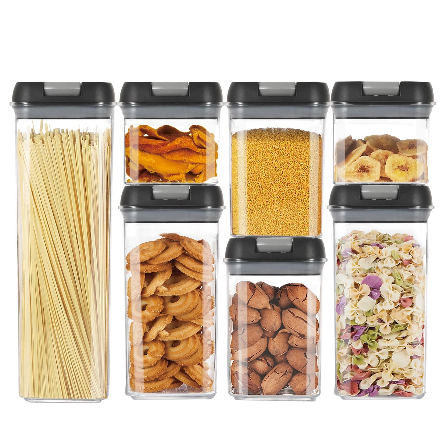 Stackable Airtight Food Storage Jars – Set of 7 (0.5L to 1.9L)
